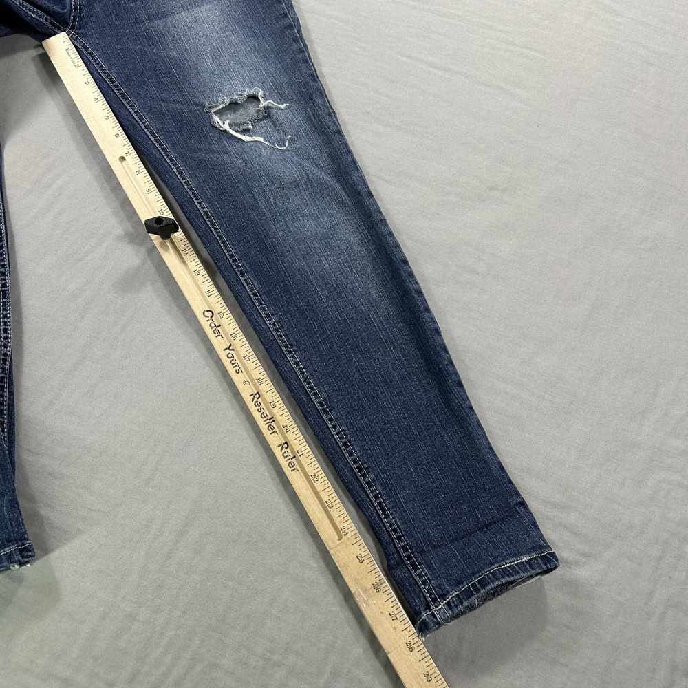Wallflower Jeans Womens 11‎ Blue Denim Skinny Distressed Cowgirl Western 32x28 - Picture 8 of 12